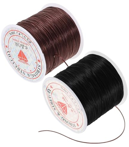 ARTIBETTER Alambre Elástico 0,6 MM para Extensiones de Cabello y Trenzas, 2 Piezas Marrón y Negro para Accesorios DIY y Uso Profesional
