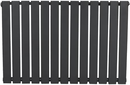 Flat Single Column Radiator 600mm x 910mm Modern Designer Single Panel Central Heating Heater Matt Anthracite Grey Carbon Steel Horizontal Kitchen Living Room FREE Cleaning Brush Fixing Kit & Brackets