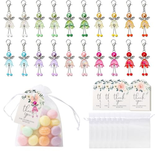 Juyibaao Schutzengel Anhänger 20 Stück, Gastgeschenke Set mit Organza Beutel und Kraftpapier Anhänger, Glücksbringer Geschenk für Hochzeit Taufe Kommunion Konfirmation Geburtstag Weihnachten