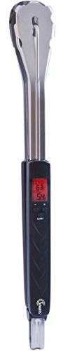 SUNARTIS - Digitale Grillzange ET492 | Mit integriertem Thermometer & LC-Display | 7 Fleischsorten & 3 Garstufen wählbar | Edelstahl & spülmaschinenfest