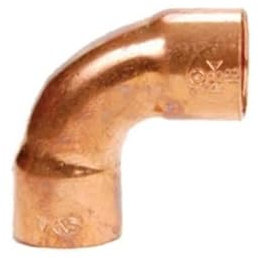 Curva in rame FF 90° raggio largo 18mm per tubo rame a saldare