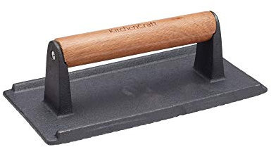 KitchenCraft Prensador de Tocino de Hierro Fundido, Prensador de Hamburguesas para Barbacoa, Peso para Filetes, 21 x 11 cm (8.5 x 4.5)