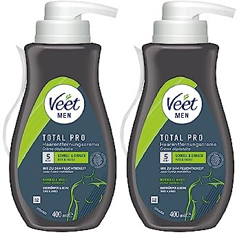 Veet for Men Haarentfernungs-Creme Sensitive Power im praktisachen Spender mit Spatel - Schnelle & effektive Haarentfernung für Männer in nur 5-10 Minuten - 2er Pack (2 x 400ml)