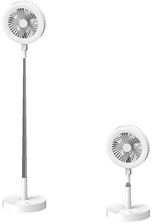 Ventilador de pie, Ventiladores de sobremesa, Ventilador USB Silencioso con Luz de noche LED, Temporizador, Plegable y Telescópico, 3 velocidades, Oscilante 270°, para Oficina, Hogar, Viajes, Camping