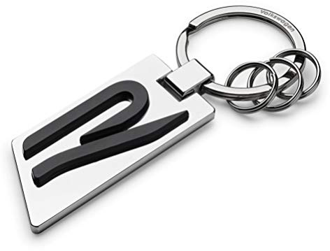 Volkswagen 5H6087010 Schlüsselanhänger Original R Logo Metall Silber/Chrom/Schwarz, M