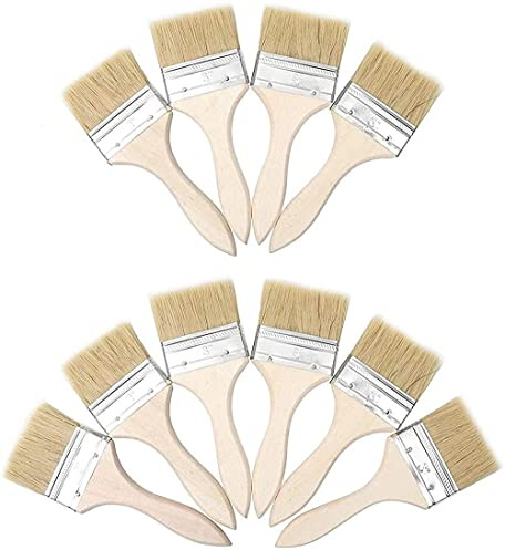 LATRAT 10-Teiliges 3inch Flach-Pinsel-Set Lackier-Pinsel, Beizen Lasur Farben Malerpinsel Streichen Lack Acrylfarben Reißfeste Borsten Auswaschbar Uni