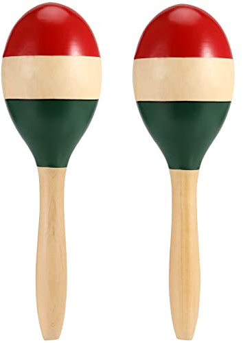 ZEONHEI 1 Paar 10 Zoll Holz Maracas Handbemalt Holz Maracas für Party Zuhause Schule Aufführungen Unterhaltung