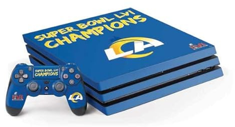 Skinit Decal Gaming Skin Compatible with PS4 Pro Console and Controller Bundle - Officially Licensed NFL Super Bowl LVI Champions Rams Design