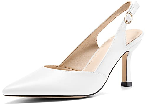 Rilista Women's Slingback Kitten Heels Closed Pointed Toe Backless Wedding Party Dress Pumps Shoes