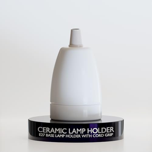 LEDSone 1PCs Vintage Ceramic Lamp Socket E27 Base Lamp Holder With Cord Grips, Industrial Porcelain Lamp Light Bulb Holder - White
