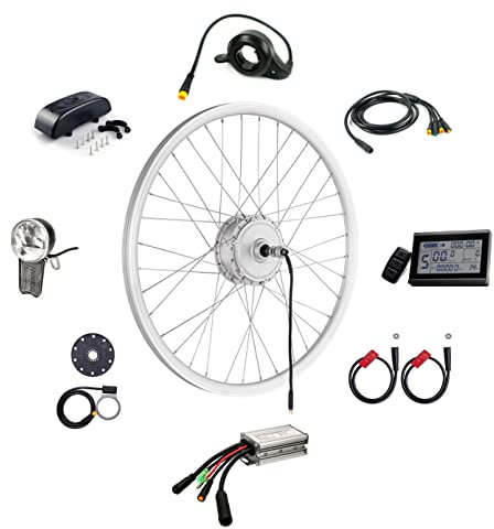 windmeile | E-Bike Umbausatz, Nabenmotor Hinterrad, Silber, Waterproof, 28', 36V/250W, Controller, Daumengas, Display, Lichter, Bremssensor, Pedalsensor, Controller-Box, E-Bike, Pedelec