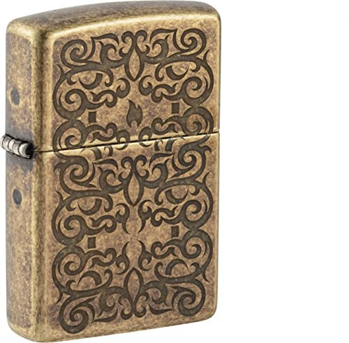 Zippo Feuerzeug Messing antik geätzt Ornament 60006435 Motiv beidseitig Benzinfeuerzeug