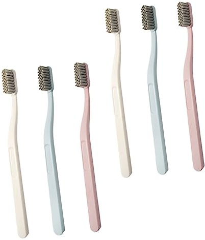 Handzahnbürsten für Erwachsene mit Harten Borsten, 6 Stück Packung | Nylonborsten, Abs Griff, Ergonomisches Design und Leichtes Gewicht, Elegant, Tragbar, für Mundpflege