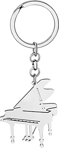 NEWEI Süß Musik Bassgitarre Schlüsselanhänger Klavier Schmuck elektrische Gitarre Zubehör für Frauen Männer Musiklehrer Rucksack Charms (Versilbertes Klavier)