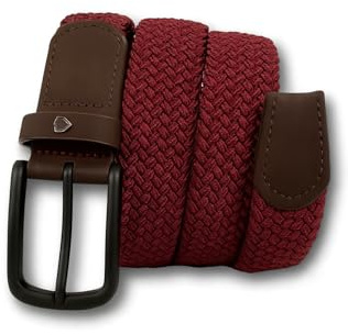 KARMA.DIEM Premium Stretchgürtel – Elastischer Nylon-Gürtel mit schwarzer eloxierter Schnalle – Unisex, flexibel & bequem – Ideal für Alltag, Beruf & Reisen – Rot Gr. L