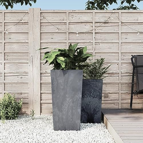 ZEYUAN Jardinière et intérieur Amovible Gris 21/49 L PP Aspect béton,Jardiniere sur Pieds,Bac avec Treillis,Jardiniere Terrasse