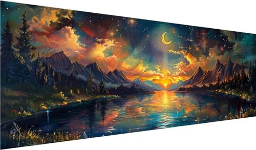 Abstrakt Diamond Painting Groß XXL 230x90cm, Basteln Erwachsene Diamond Painting Set, 5D DIY Mond Diamant Painting Bilder Erwachsene, Diamond Painting Set mit Zubehör für Zimmer Wanddeko und Geschenke