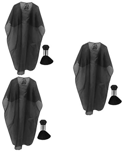 Healvian 3ensembles Cape De Salon Pour Coiffeurs Avec Brosse à Poussière De Cou Tablier De Coupe Pour Coiffure Et Soins Capillaires