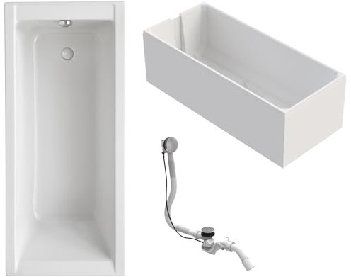 Schulte Badewanne Como 170x75 cm, Komplett inkl. Wannenträger und Ablauf, aus hochwertigem Acryl in Weiß glänzend