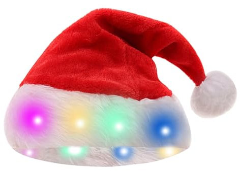 Weihnachtsmütze, Weihnachtsmütze mit Lichtern,Winterliche lustige Weihnachtsmütze - Leuchtende Plüsch-Weihnachtsmütze, lustige Weihnachtsmütze, Weihnachtsdekoration, Party-Kostüm-Zubehör für Erwachsen