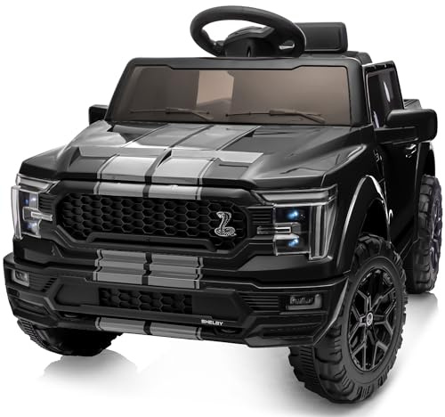 Hikiddo Ford Shelby F-150 Lizenziertes Kinder Elektroauto, 12V Elektroauto für Kinder ab 3 Jahre mit Fernbedienung - Schwarz