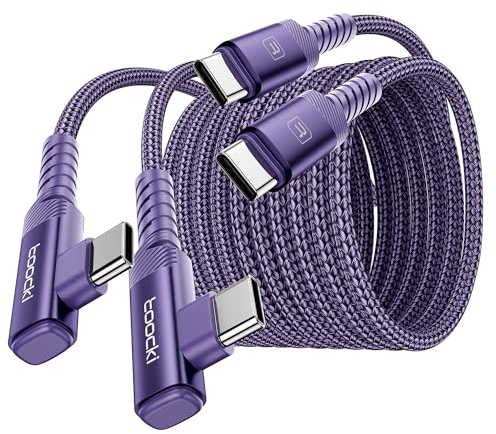 toocki Lot 2 Câbles USB C 60W 3M, Charge Rapide, Angle Droit, Violet