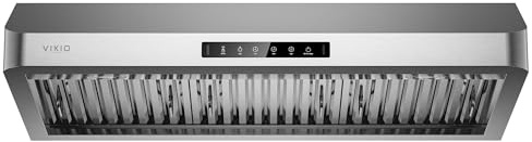 VIKIO HOME Range Hood 36 Inch Under Cabinet with 980 CFM, 3-Speed Gesture Sensing & Touch Control, Stainless Steel Kitchen Hood Vent for LED Lights, Time Setting, Baffle Filters with Handlebar