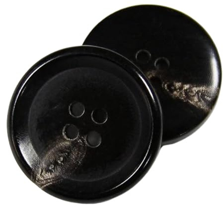 10 Stück natürliche Hornknöpfe für Mäntel und Anzüge, Schwarz, 24L-15mm