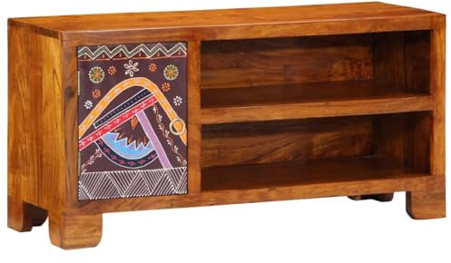 vidaXL TV-Schrank Mehrfarbig 90x30x45 cm Massivholz Akazie, TV-Ständer, TV-Lowboard, TV-Tisch, TV-Sideboard, TV-Möbel, HiFi-Schrank, Medienschrank