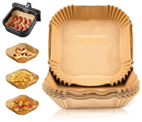 150 Stück Backpapier für Heißluftfritteuse, passend für Cosori & Ninja AF500EU, Airfryer Backpapier 20 x 16 cm, Fettabweisend, Reißfest, Einweg Backpapier für Air Fryer Zubehör