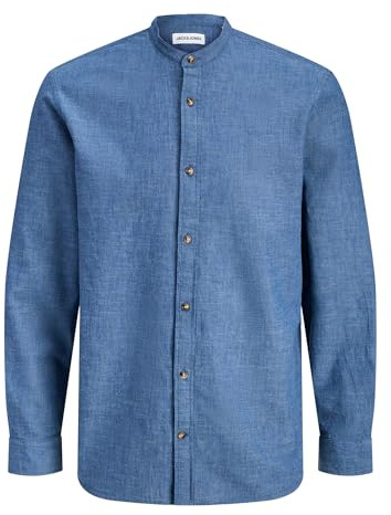 JACK & JONES Jjesummer Linen Blend Band Shirt L/S SN, Blazer Blu Marine, M Uomo