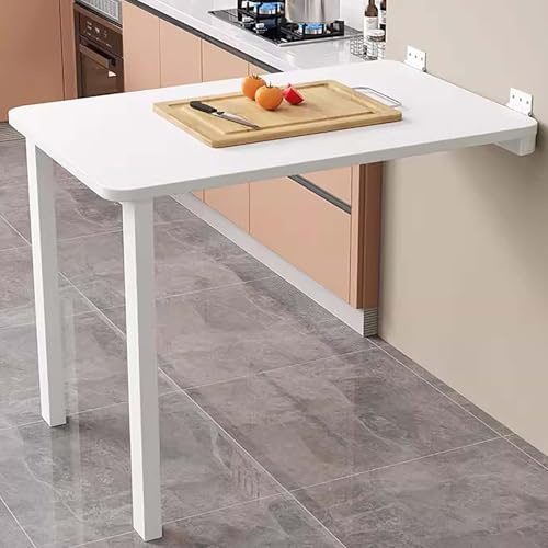 Tavolo da Muro Pieghevole Richiudibile Multifunzionale - Salvaspazio per Cucina, Sala da Pranzo, Soggiorno (White, 80*80cm/31.5*31.5in)