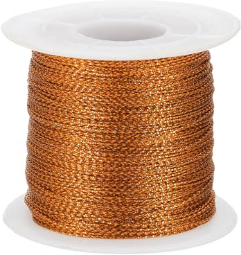 PATIKIL Metalliskt glittersnöre, 1 mm x 109 meter orange snöre omslagsband icke-stretchiga strängar för present tråd prydnad hantverk tillverkning jul