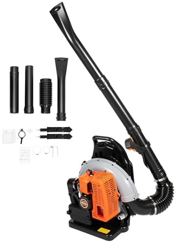 HUOMMGS 65CC 3,6 CV Soplador térmico gasolina soplador hoja 2 tiempos motor 0,3 m³/s profesional sopladores de hojas con 4 mangueras y 2 correas sopladores jardín dorsales
