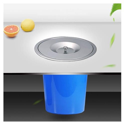Pattumiera da Incasso con Coperchio, pattumiera in Acciaio Inox Nascosta, Facile da Pulire, Piccolo Secchio in plastica da Incasso per la Spazzatura, Cucina, casa, Argento, 8 l.