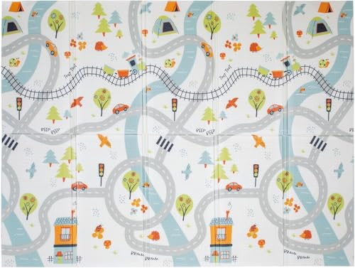 Nuby Foldable Reversible Baby Play Mat, 150 x 200 cm, XXL, 0M+, Road