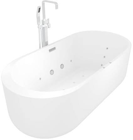 AcquaVapore freistehende Badewanne F26 170 Whirlpool Luft & Wasser Armatur AF05