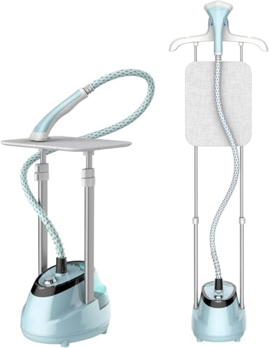 Annmiir Dampfglätter – 1800W Turbo-Kessel, 1.6-Liter-Wassertank, 1 Std kontinuierlicher Dampf, Flach- & Hängebügeln, doppelter einziehbarer Stab, 10 Modi, 30 Sek Vorheizen, für alle Stoffe