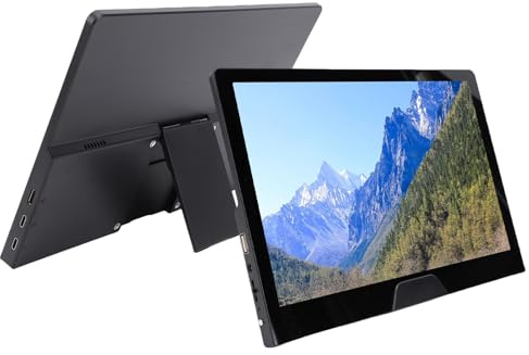 XUMIUZIY Monitor Portátil de 11,6 Pulgadas, Pantalla Táctil FHD de 2,5 K, Frecuencia de Actualización de 120 Hz, SRGB Completa con 2 Altavoces Integrados y Soporte,