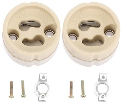 IWOWHERO Douille Ampoule Plafond Gu10 Gz10 en Céramique Support, Lot de 2, Résistante la Chaleur, Installation Facile pour Projet DIY