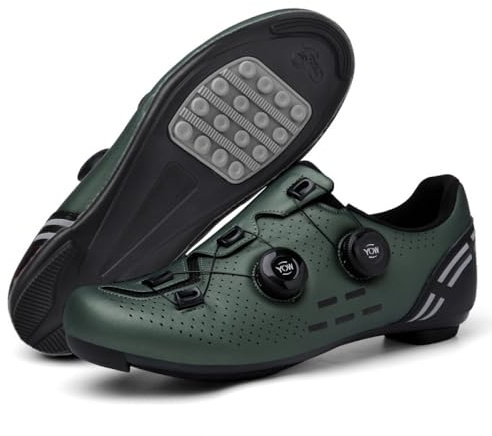 Cykelskor för män kvinnor – lätta inomhus/utomhus cykelskor med gummisula, halkfria och andningsbara mountainbike-sneakers med roterande snören, gRÖN, 40 EU