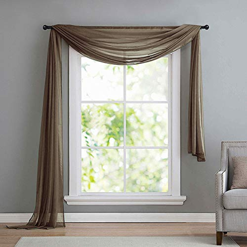 Querbehang Schal Freihanddeko Voile transparent Nougat 140x600 »Bern«