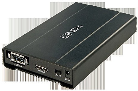 Lindy 43106 Festplattengehäuse SATA 2,5 Zoll (6,35 cm), USB 3.0 SuperSpeed/eSATAp, Schwarz