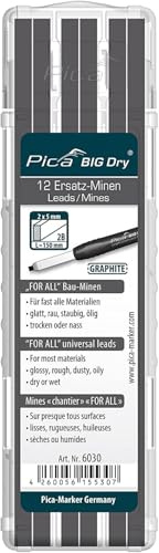 PICA-BIG Dry® 24 Ersatzminen 6030 Zimmermannsbleistift FOR-ALL-Bau-Minen Graphit