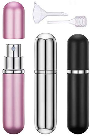 MELLIEX Perfume Atomiser Bottles, Refillable Travel Mini Portable Spray Bottle Set with Funnel Pump and Pipette 6ml Set of 3