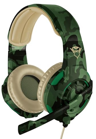 Trust Gaming Headset GXT 310C mit Mikrofon für PS4, PS5, PC, Nintendo Switch, Xbox Series X, Xbox One - Radius Kabelgebundene Gaming-Kopfhörer mit Kopfbügel - Grün Jungle Camouflage