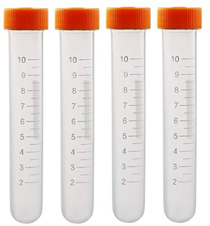 sourcing map Tubes à centrifuger Plastiques 10ml avec Capuchon à visser Microtube à centrifuger gradué en polypropylène Fond rond Conteneur Stockage pour Billes Échantillon Labo 10Pcs Orange