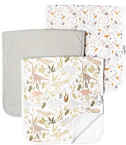 Copper Pearl Premium Baby Burp Cloths - 3-Pack Large Cotton Burp Cloths, Extra Soft Spit Up Rags with 3 Absorbent Layers, Perfect for Baby Girl Gifts (21 x 10 Size, Rex Set)