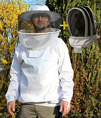 SET: Qualitäts Imkerblouson mit 2 Hauben, runder Hut + Fechtschleier, Imkerjacke SET Imkerblouson inkl. 2 Hauben, runder Hut + Fechtschleier (engl. Haube)