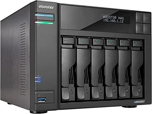 Asustor Lockerstor 6 Gen 2 AS6706T | 6 Bay NAS - Netzwerkspeicher Gehäuse, Quad Core 2.0GHz CPU, 4 M.2 PCIe 3.0 ssd Slot, 2 2.5GbE Port, 8GB RAM DDR4